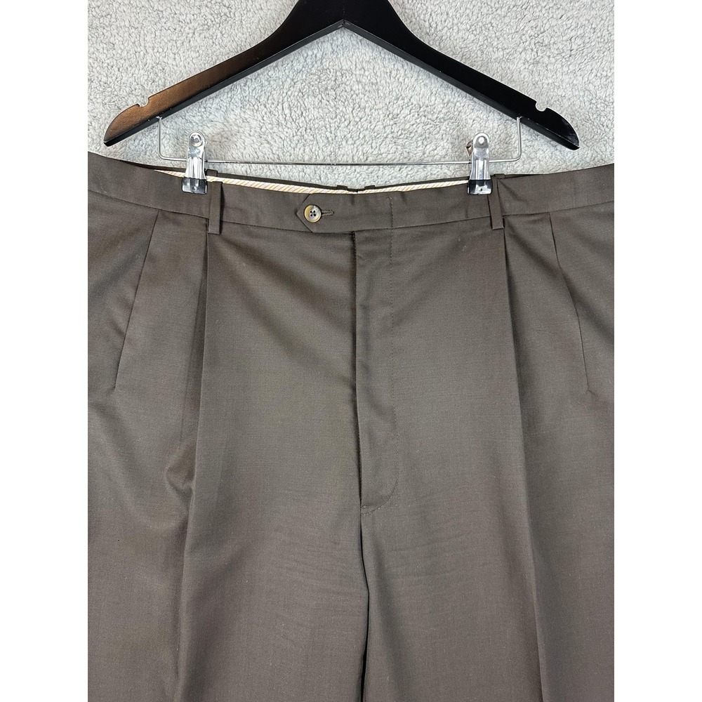 JB Britches Pants Men 44 Regular Brown Wool Pleated Cuffed Made in Italy Winston